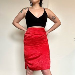 Scarlet cheongsam inspired Red Sheath Skirt